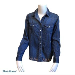 3/$25 BDG Southwestern Distressed Denim Top Sz XS